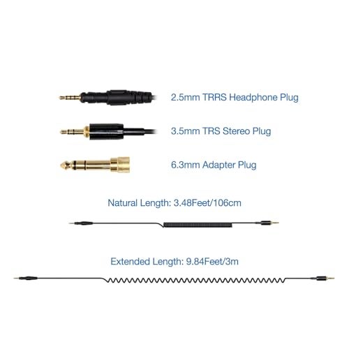 Voarmaks 4 Pole Long Steps Audio DJ Cable Cord Line Plug Compatible with Pioneer HDJ-X5 X7 S7 CUE1 Headphones Extended Coiled Spring Dj Wire - Image 4