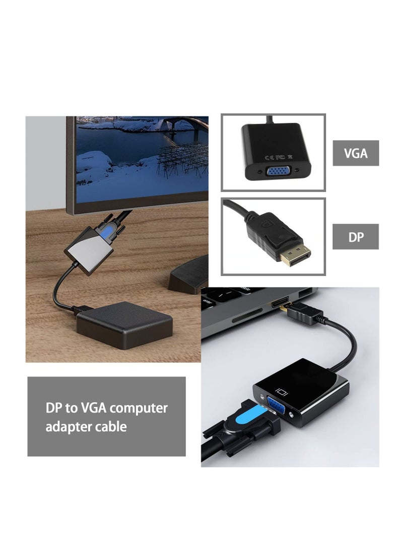 محول DisplayPort إلى VGA، موصل DP مطلي بالذهب ذكر إلى أنثى VGA، توصيل وتشغيل، صغير وخفيف، محول كابل الشاشة لجهاز الكمبيوتر المكتبي واللابتوب وجهاز العرض - Image 2