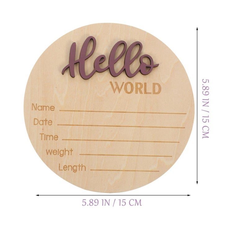 Purple Wooden Baby Welcome Sign Newborn Name Announcement Nursery Photo Props - Image 5