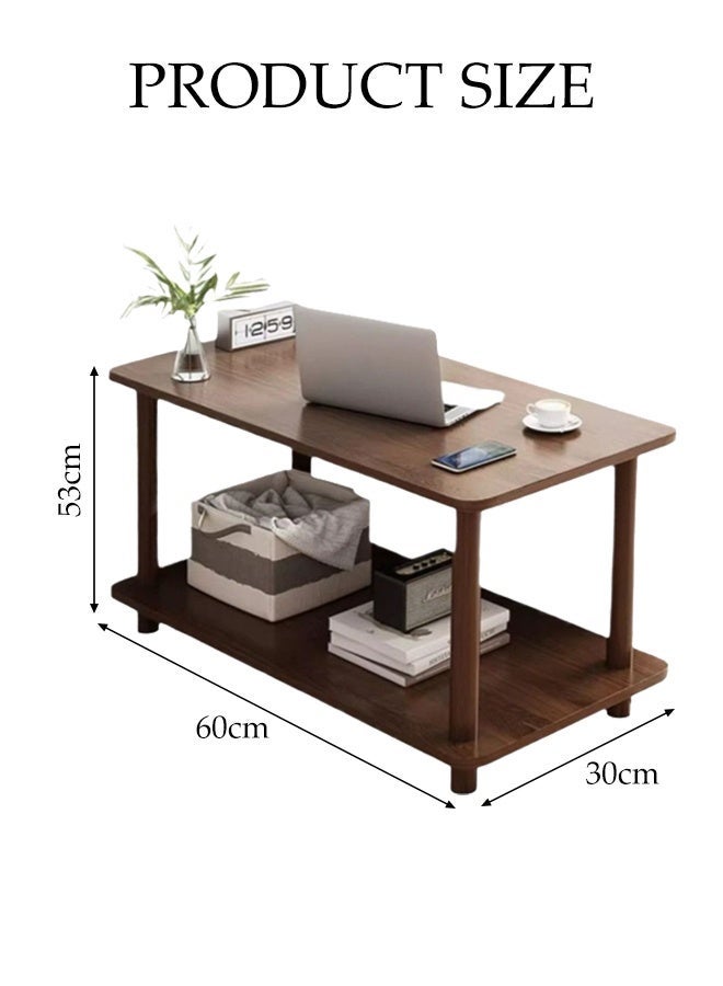 DUNISO Side Table, 2-Tier Wooden Side Tall End Table, Nightstand Bedside Desk with Storage Rack for Living Room, Bedroom, Office - Image 2