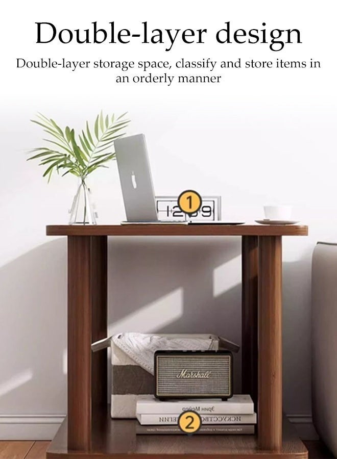 DUNISO Side Table, 2-Tier Wooden Side Tall End Table, Nightstand Bedside Desk with Storage Rack for Living Room, Bedroom, Office - Image 5