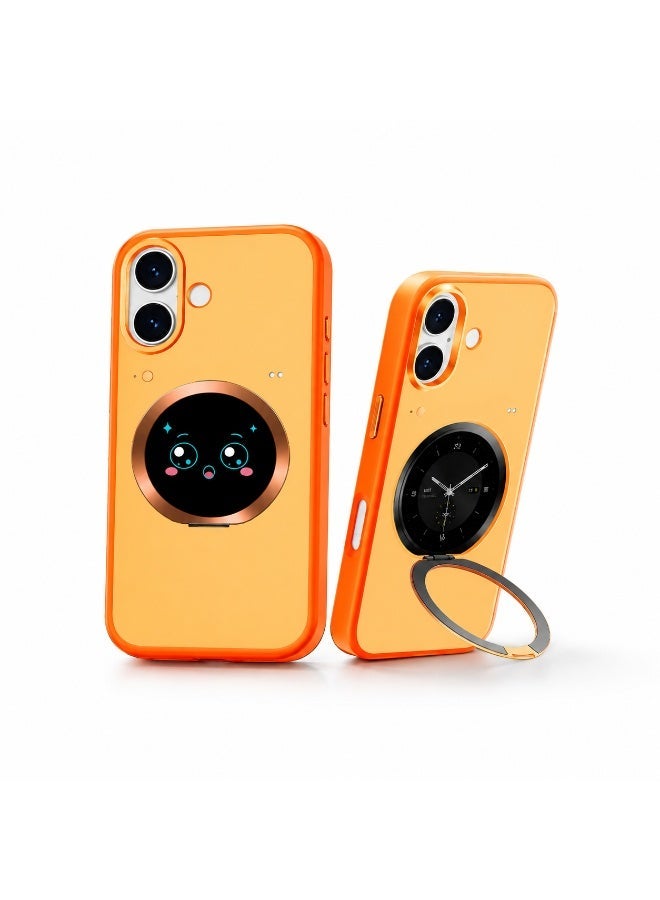 جراب ذكي لهاتف iPhone 17، شاشة ذكية دائرية تعمل بالبلوتوث، حامل مغناطيسي قابل للطي، معاينة الكاميرا، إشعارات فورية، واجهات ساعة مخصصة، رمز QR، غطاء حماية مقاوم للصدمات من TPU + PC - Image 1