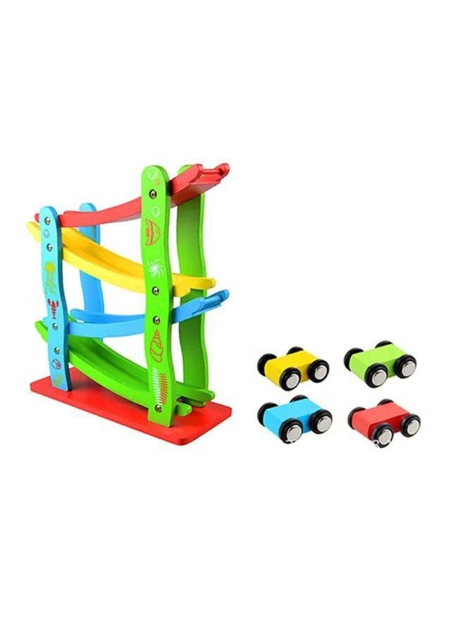 4-layer children's wooden track sliding racing track  - Image 1