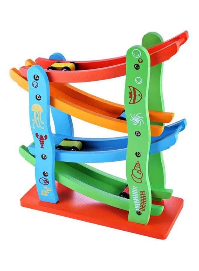 4-layer children's wooden track sliding racing track  - Image 2