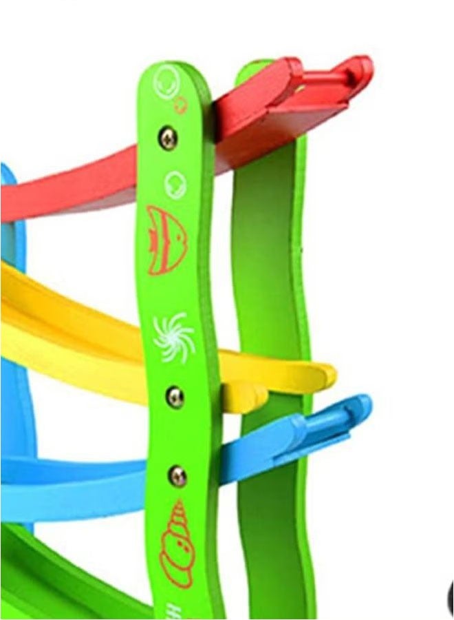 4-layer children's wooden track sliding racing track  - Image 5