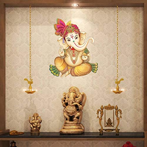 Rangoli Large Wall Sticker Shree Ganesh Multicolor Vinyl Size 50 Or 70 Cm Pack of 1, Self-Adhesive - Image 2