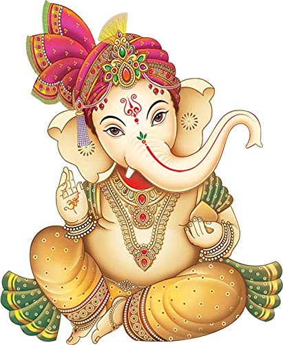 Rangoli Large Wall Sticker Shree Ganesh Multicolor Vinyl Size 50 Or 70 Cm Pack of 1, Self-Adhesive - Image 1
