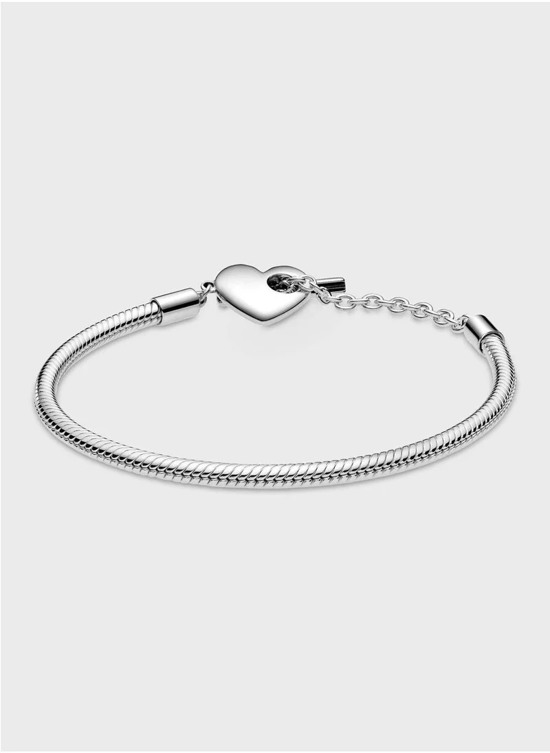 PANDORA Pandora Moments Heart T-Bar Snake Chain Bracelet