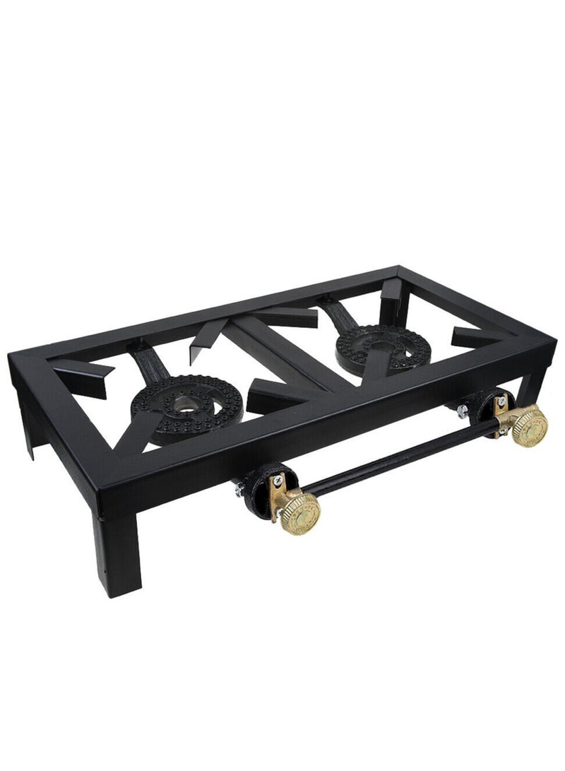 Microplus Double Burner LPG Gas Stove 3.0Kpa | Camping | Picnics | Outdoor | Indoor Black MP-8018 - Image 1