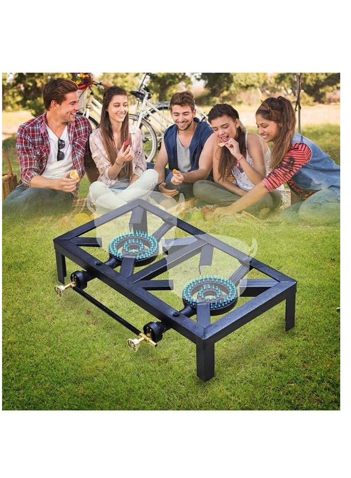 Microplus Double Burner LPG Gas Stove 3.0Kpa | Camping | Picnics | Outdoor | Indoor Black MP-8018 - Image 3