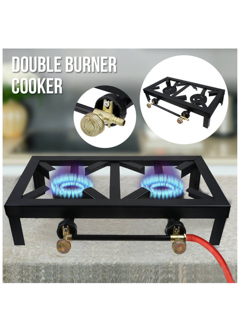Microplus Double Burner LPG Gas Stove 3.0Kpa | Camping | Picnics | Outdoor | Indoor Black MP-8018 - Image 2