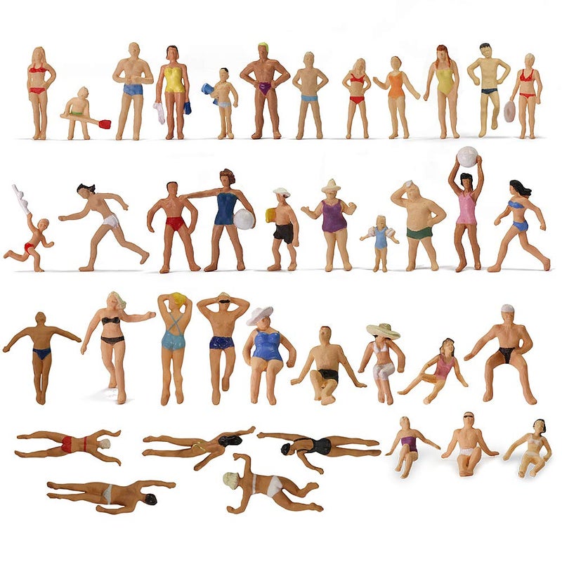 Evemodel P8720 40pcs Model Trains Swimming Figures 187 Scale HO Scale People Scenery Layout Landscape Miniature - Image 2