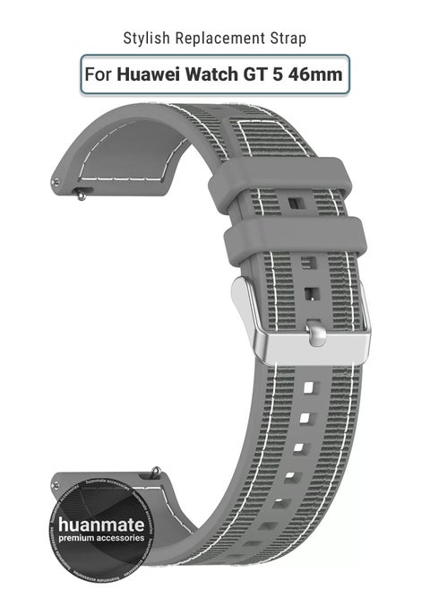 Huawei WATCH GT 5 46mm Soft Silicone Replacement Strap - High Quality, Lightweight, Stylish & Durable - Easy Installation - Replacement Strap for Huawei WATCH GT 5 46mm