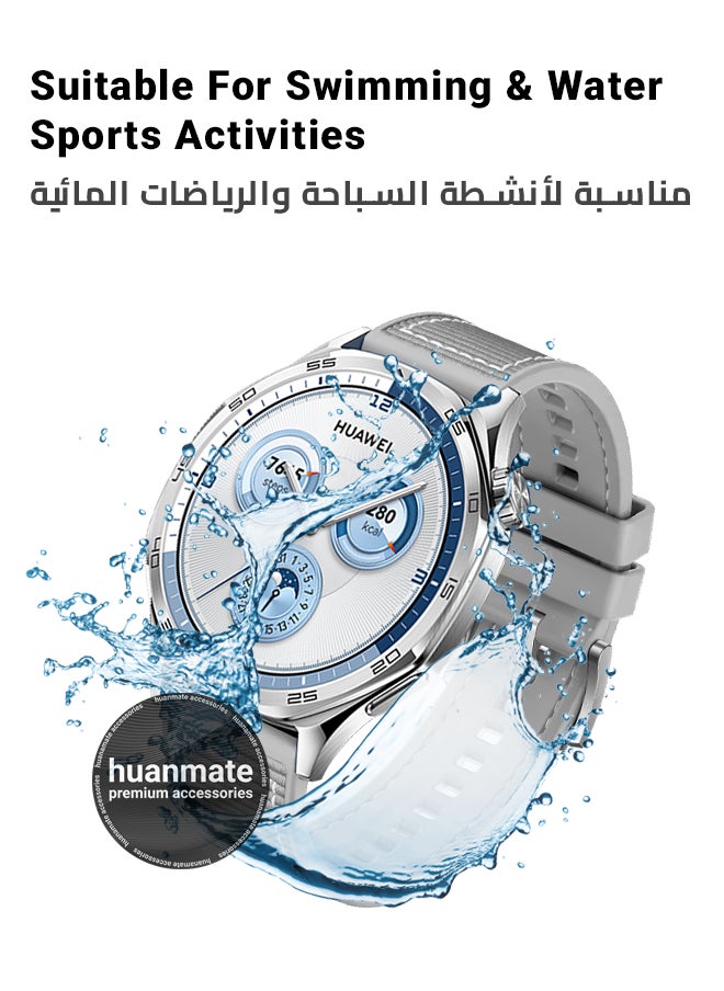 huanmate - Huawei WATCH GT 5 46mm Soft Silicone Replacement Strap - High Quality, Lightweight, Stylish & Durable - Easy Installation - Replacement Strap for Huawei WATCH GT 5 46mm - Image 1