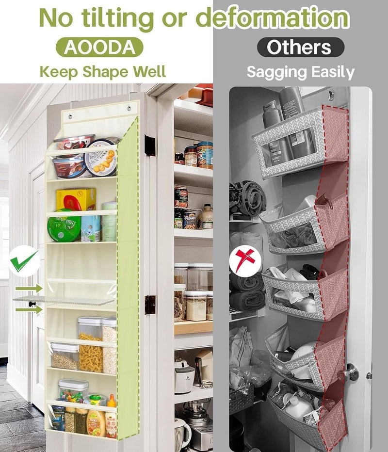 AOODA 2 Pack Over the Door Organizer, Large Capacity Closet Door Hanging Organizer, Clear Deep Pockets Baby Storage for Nursery, Bathroom, Bedroom, Pantry, Diapers (Light Yellow) - Image 3