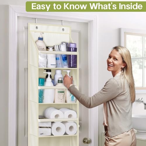 AOODA 2 Pack Over the Door Organizer, Large Capacity Closet Door Hanging Organizer, Clear Deep Pockets Baby Storage for Nursery, Bathroom, Bedroom, Pantry, Diapers (Light Yellow) - Image 5