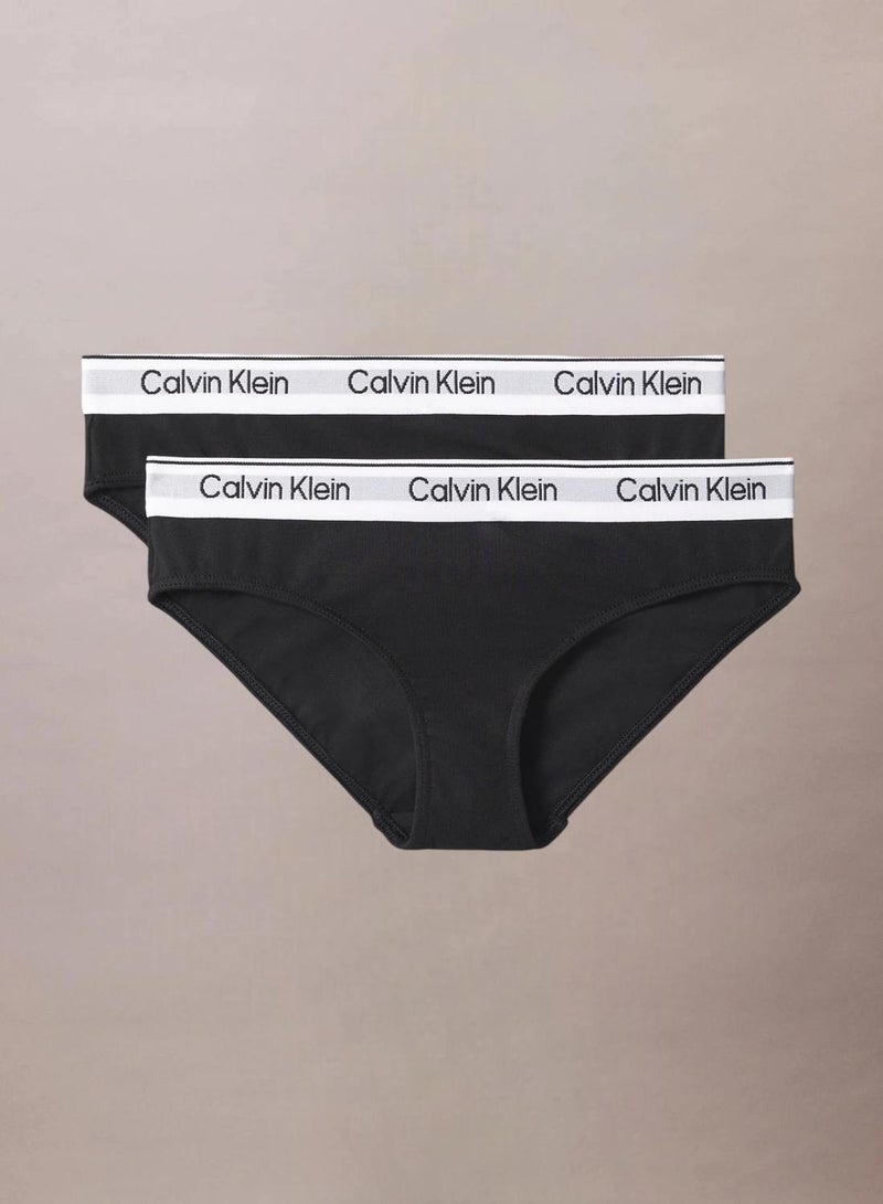 Calvin Klein Jeans 2 Pack Girls Bikini Briefs - Icon Cotton Stretch - Image 1