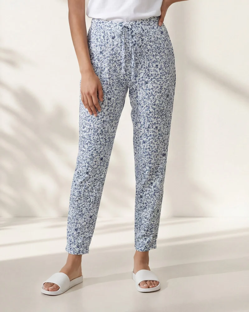 Redtag Women White and Blue And Printed Pyjama Bottom