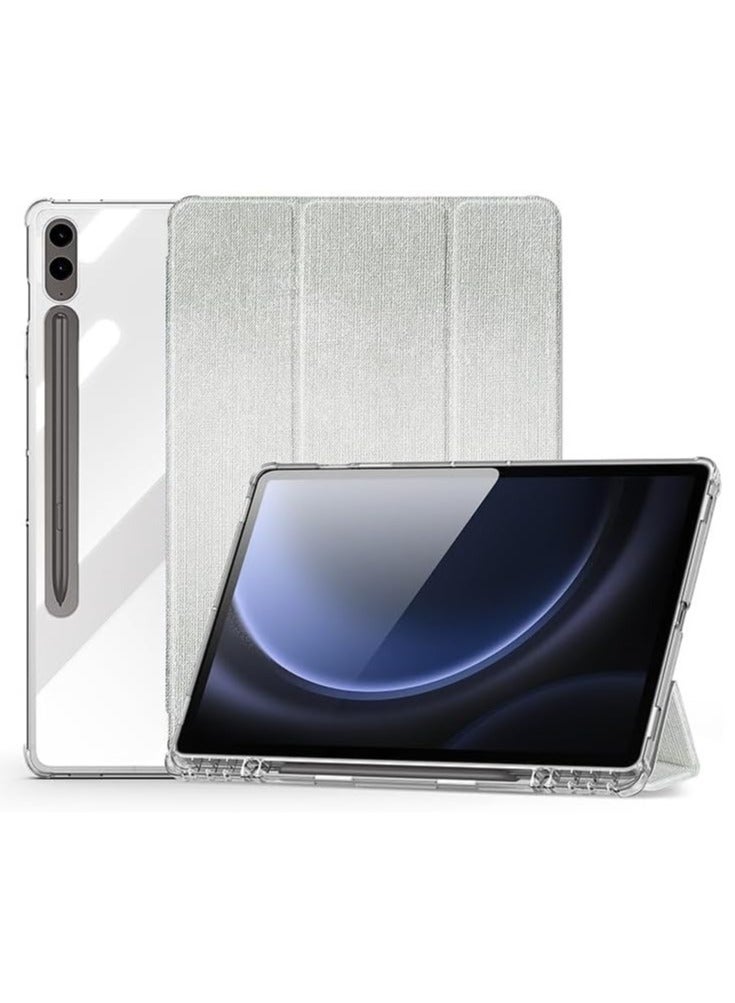 Translucent Case Compatible with Samsung Galaxy Tab S10 Plus (2024) Tablet Case, Transparent Back Cover Protective Shell with Pen Slot, Intelligent Sleep/Wake-up Cover Case