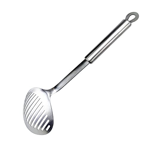 kakamono Skimmer Slotted Spoon kitchamajigs Strainer Ladle Heavy Duty 304 Stainless Steel Metal Spatula - Skimmer Slotted Spoon, Cooking Spoon for KitchenSpoon for Kitchen 13in - Image 3
