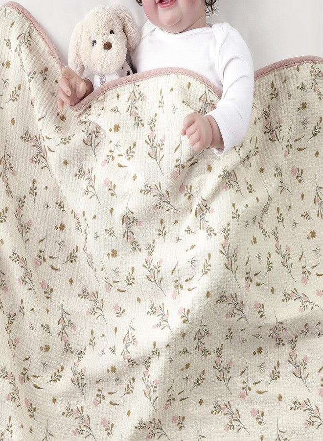 CREVENT 40''X40'' 100% Organic Cotton Muslin Baby Blanket for Newborns, Essential for Baby Shower Birthday Gift - Flower 100X100cm - Image 3