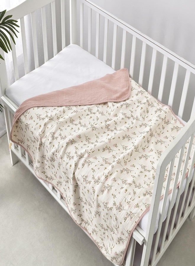 CREVENT 40''X40'' 100% Organic Cotton Muslin Baby Blanket for Newborns, Essential for Baby Shower Birthday Gift - Flower 100X100cm - Image 4