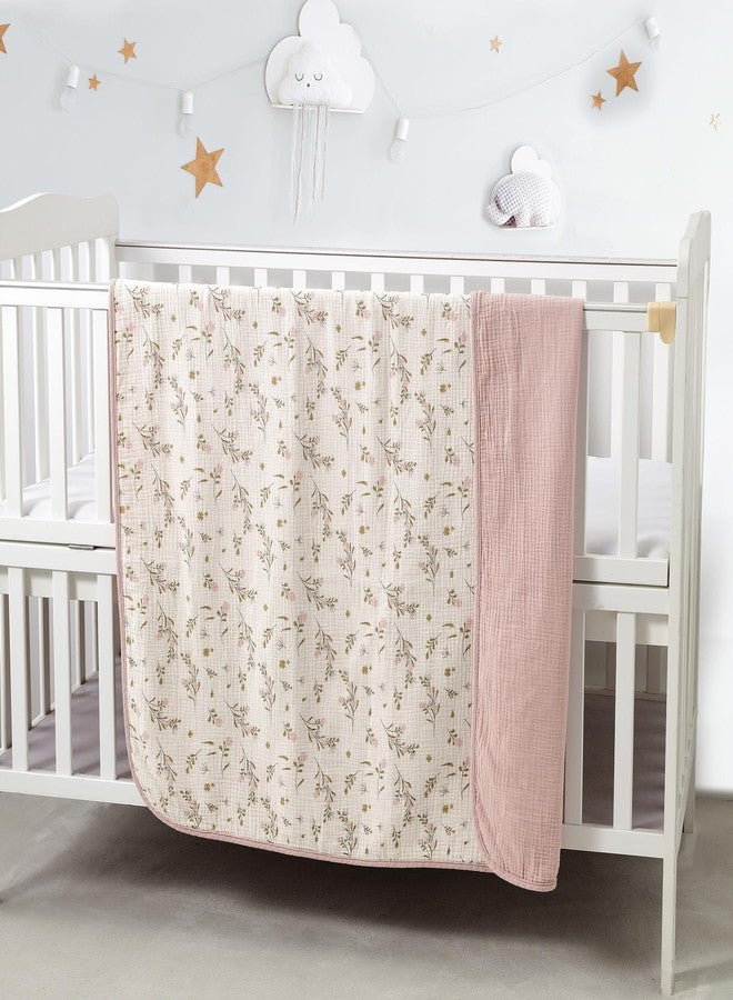 CREVENT 40''X40'' 100% Organic Cotton Muslin Baby Blanket for Newborns, Essential for Baby Shower Birthday Gift - Flower 100X100cm - Image 2