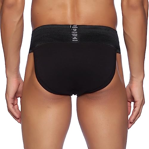 omtex Tokyo Men's Cotton Back Covered Supporter with Cup Pocket – Comfortable, Durable, Breathable, Ideal for Sports, Gym Black - XL - Image 4