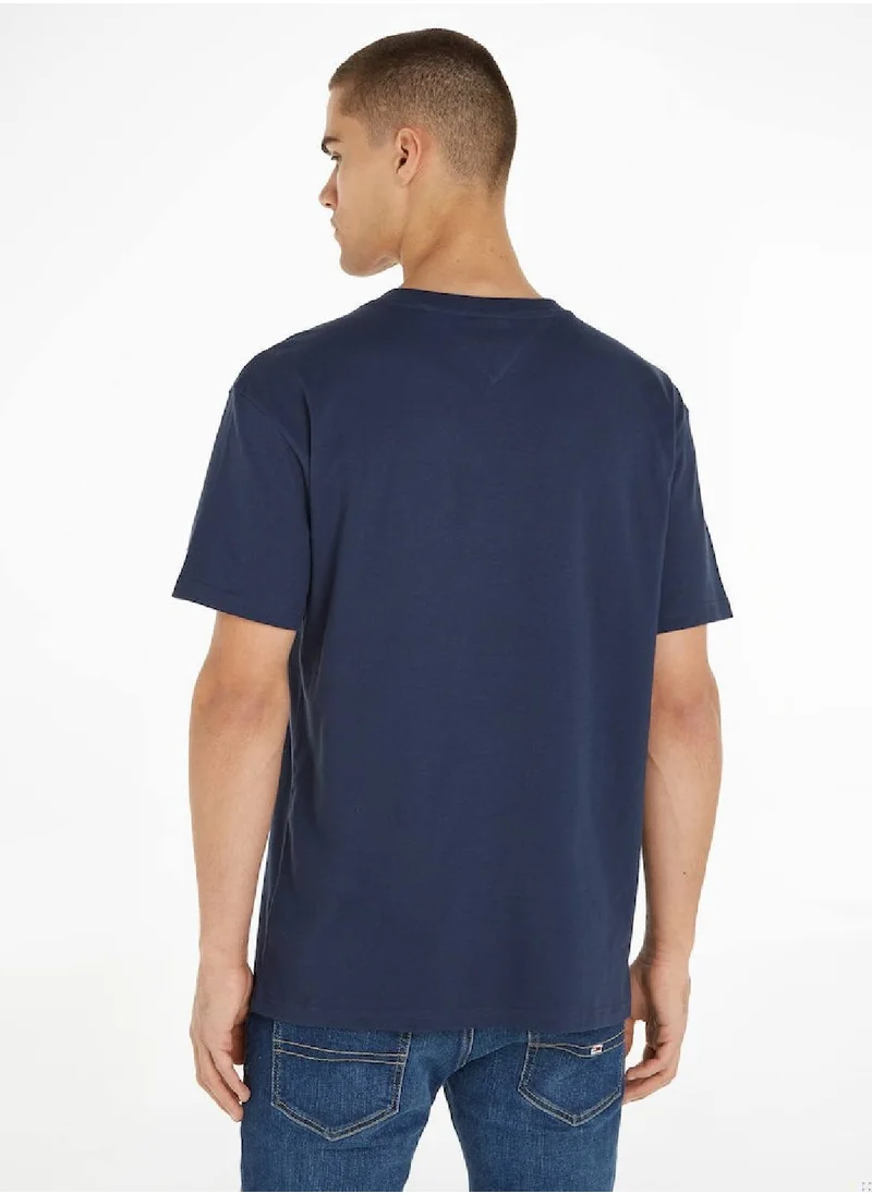 TOMMY JEANS Men's Short Sleeves T-Shirt - Cotton, Blue