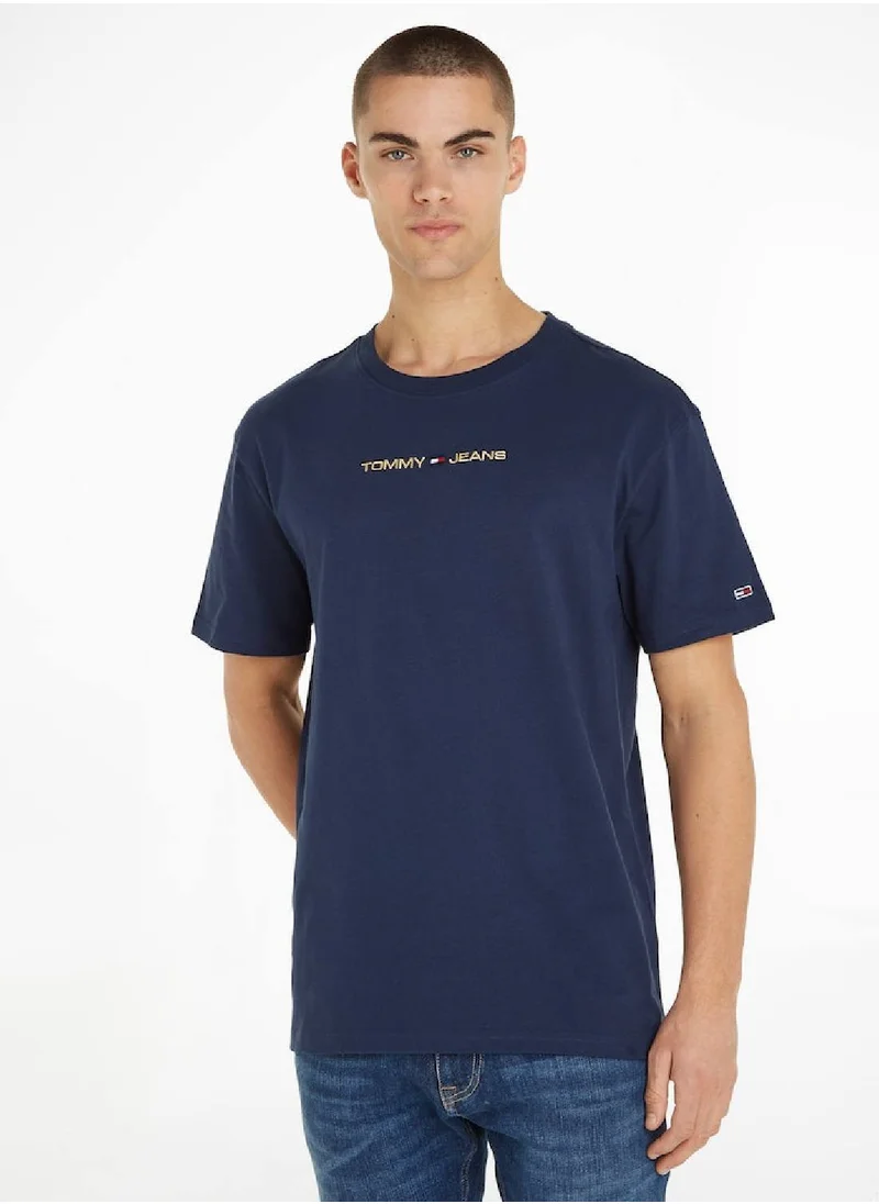 TOMMY JEANS Men's Short Sleeves T-Shirt - Cotton, Blue