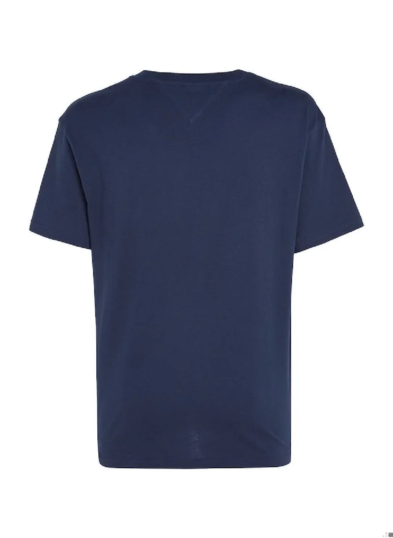 TOMMY JEANS Men's Short Sleeves T-Shirt - Cotton, Blue