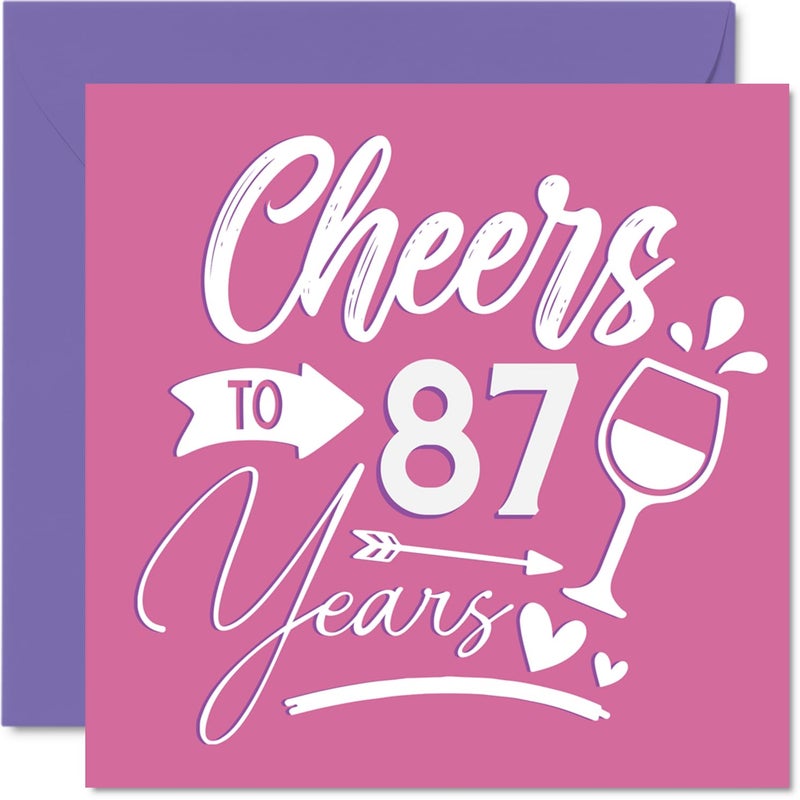 Stuff4 87th Birthday Cards for Women - Cheers - Happy Birthday Card for 87 Year Old Woman Nanny Granny Nana Aunt  5.7 Inch Bday Greeting Cards - Image 1
