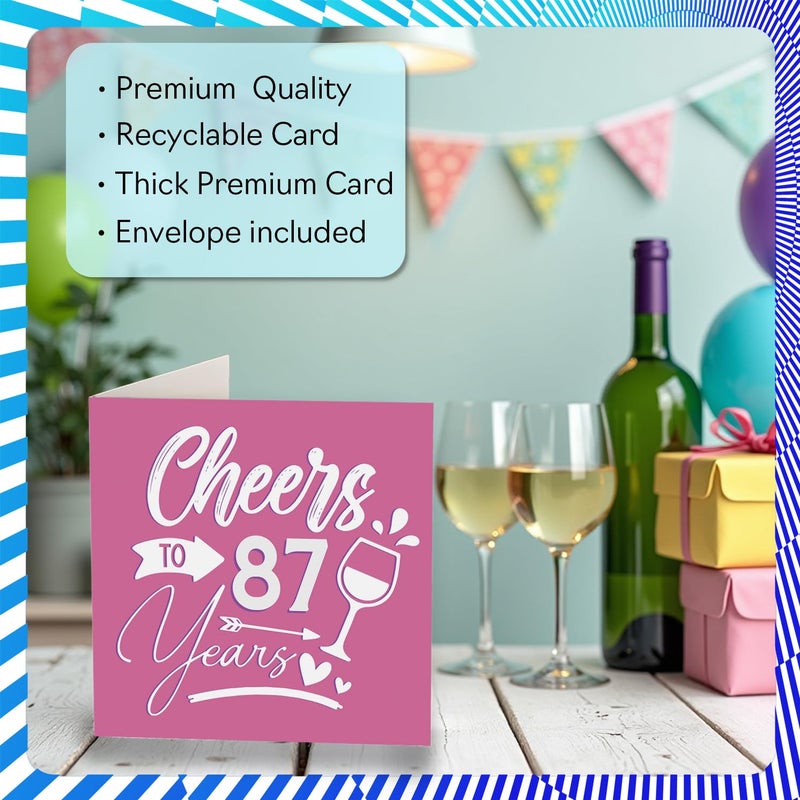 Stuff4 87th Birthday Cards for Women - Cheers - Happy Birthday Card for 87 Year Old Woman Nanny Granny Nana Aunt  5.7 Inch Bday Greeting Cards - Image 3