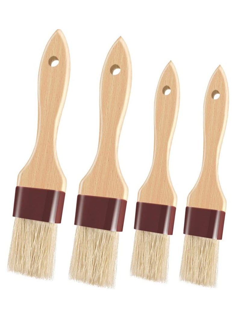SYOSI Wooden Handle Brush, SYOSI Brush Oil Brush Baking Tool, Brush with Beech Hardwood Handles Culinary Oil Brush for Butter Grill Sauce Kitchen Food Cooking Brushes 4 Pieces  - Image 1