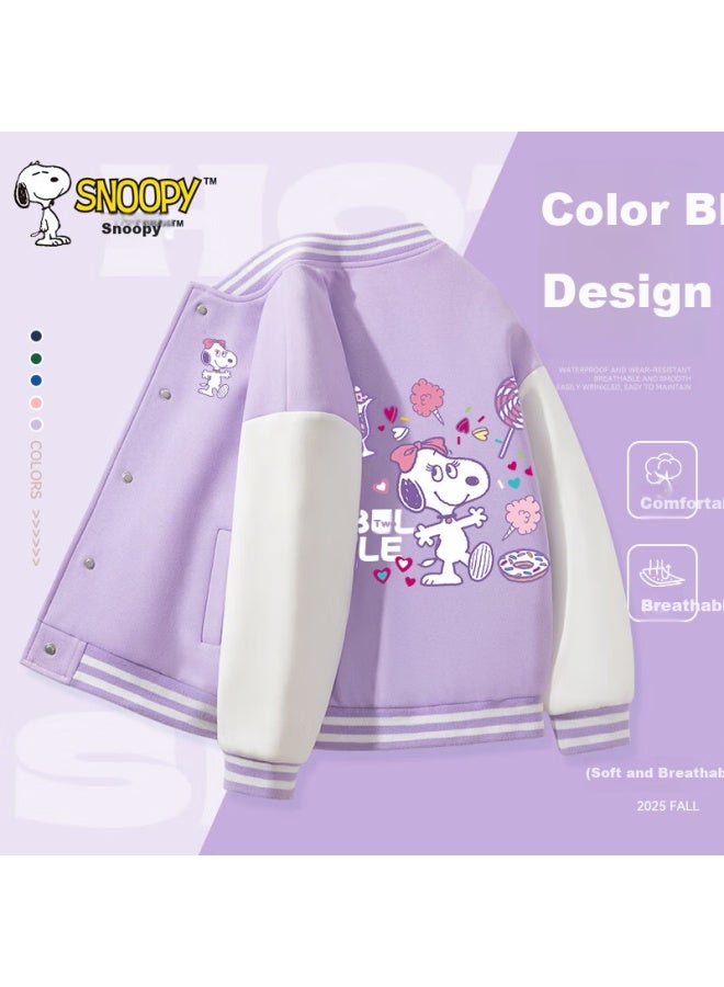 Snoopy Kids Boys Spring  New Girls Stylish Patchwork Baseball Jacket Children's Casual Sportswear - Image 1
