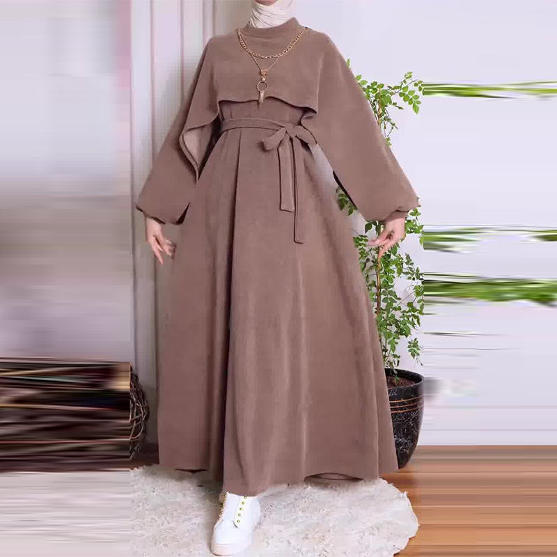 Autumn Export Women'S Loose Waist Long-Sleeved Simple Belt Dress - Image 5