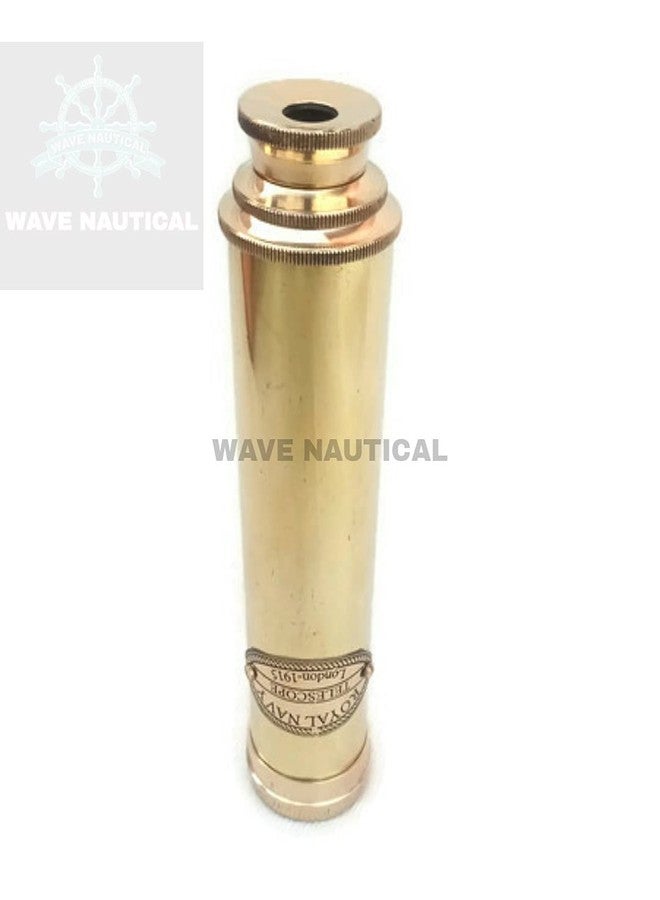 WAVE NAUTICAL™ Brass Telescope Royal Navy Handmade Telescope Lens Cover Gift for Kids Pirate Spyglass Captain Marine Telescope(Golden 12 Inch) - Image 2