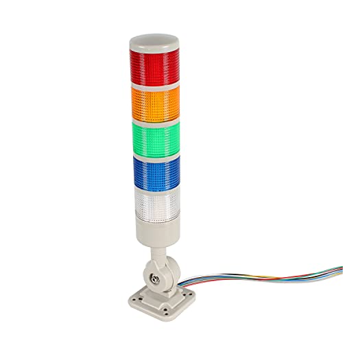 Luban Signal Tower Stack Lights - Industrial Warning Lights with Rotatable Base, Steady/Flashing Switch, 110V/220V AC (5-Layer, Buzzer) - Image 1