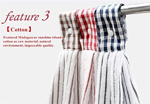 Vimeet 2 Pcs Kitchen Cotton Classical Striped Towel/Absorbent Towel/Hanging Towels/Hand Towel,Blue Stripes - Image 4