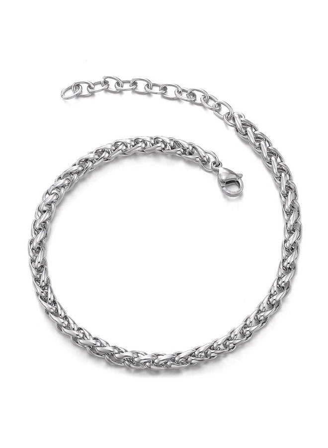 COOLSTEELANDBEYOND Classic Stainless Steel Franco Chain Anklet Bracelet for Women Girls, Adjustable - Image 1