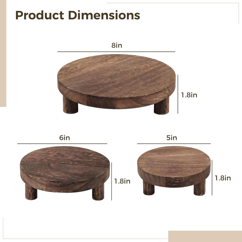 3-Piece Charcoal Wood Plant Stand Set, Round Design For Indoor Use, Ideal For Home Decor In Living Room, Dining Room, And Bathroom - Image 4