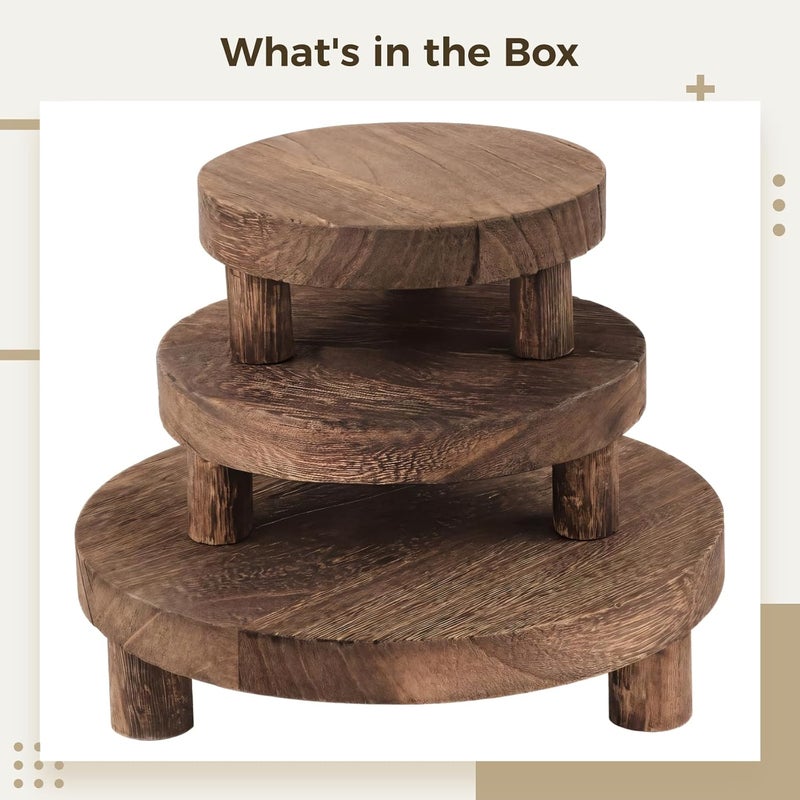 3-Piece Charcoal Wood Plant Stand Set, Round Design For Indoor Use, Ideal For Home Decor In Living Room, Dining Room, And Bathroom - Image 5