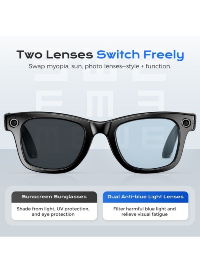 Domars New Smart Bluetooth Glasses with Athletic Outdoor Sports, Smart AI Translation Glasses with Headphones and Speaker, Voice Control, Translation into 164 languages, AI Chat, Music, AI Assistant, etc-Anti-blue Light - Image 5