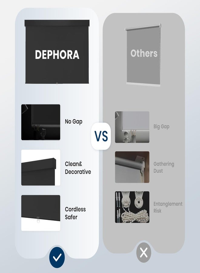 Dephora 100% Blackout Roller Shades Cordless Blinds for Indoor Windows,Free-Stop Window Shades Pull Down,Thermal Insulated Fabric UV Protection,Blackout Window Guard Blinds for Home,Office,Black,23" W x 72" H - Image 5