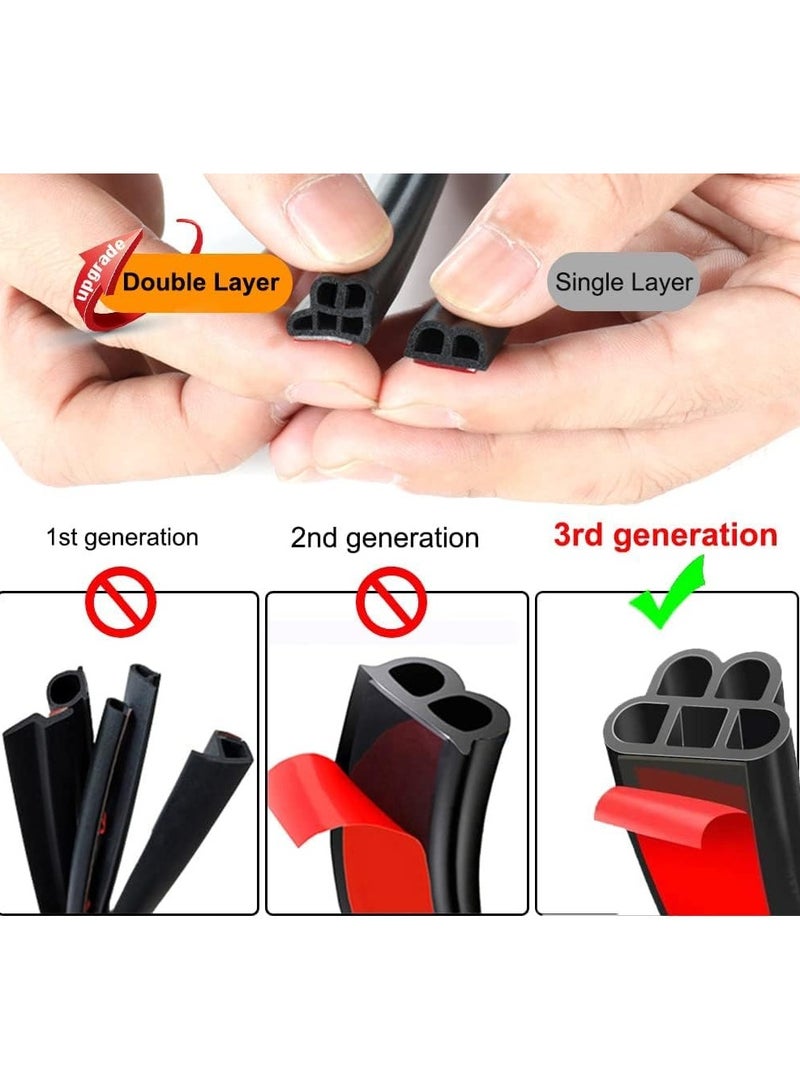 SYOSI Car Door Rubber Seal Strip, Car Weather Stripping, Double Layer 5 Holes Universal Self Adhesive Auto Door Soundproofing Weatherstrip for Car Tailgate Rubber Draft Seal Strip (5M/16.4Ft) - Image 4