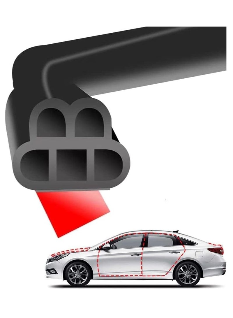 SYOSI Car Door Rubber Seal Strip, Car Weather Stripping, Double Layer 5 Holes Universal Self Adhesive Auto Door Soundproofing Weatherstrip for Car Tailgate Rubber Draft Seal Strip (5M/16.4Ft) - Image 1