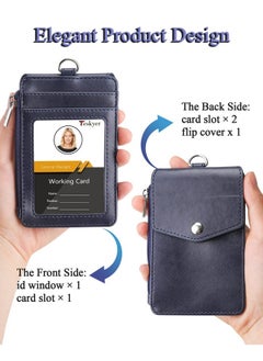 Badge Holder With Side Zip Pocket, Multiple Card Slots Leather Id Holder Wallet With Neck Lanyard For Office Staffs, Teachers/Students, Couriers, Workers, Blue - pzsku/ZFEDAFCB9CBE4C6AB145FZ/45/_/1731922263/10427b5d-273a-42c5-8183-17c44bb75c32