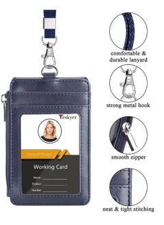 Badge Holder With Side Zip Pocket, Multiple Card Slots Leather Id Holder Wallet With Neck Lanyard For Office Staffs, Teachers/Students, Couriers, Workers, Blue - pzsku/ZFEDAFCB9CBE4C6AB145FZ/45/_/1731922268/a1fb954d-6850-474d-9efc-515f9686ab5f