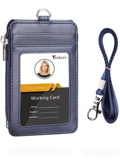 Badge Holder With Side Zip Pocket, Multiple Card Slots Leather Id Holder Wallet With Neck Lanyard For Office Staffs, Teachers/Students, Couriers, Workers, Blue - pzsku/ZFEDAFCB9CBE4C6AB145FZ/45/_/1731922279/669cbae6-fc55-4b42-9a46-14e9ba5b912e