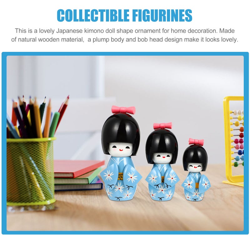 3pcs Kimono Doll Figurine Desktop Japanese Kimono Figurines - Image 2